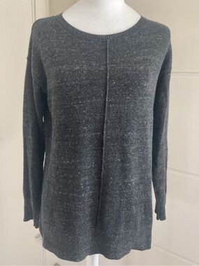Banana Republic Long Comfy Black/ gray marbled, sweater with slits,
